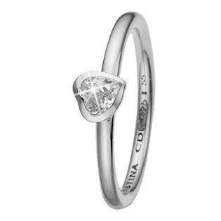 Christina Collect 925 sterling sølv Promise hjerte ring med hvit topas, modell 2.14.A